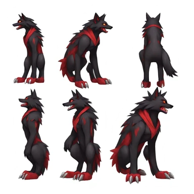  Cool Edgy Black Red Digimon-Fakemon-Wolf full body sticker
