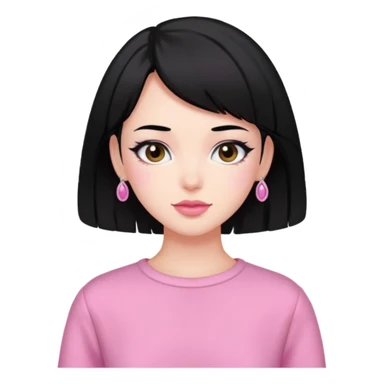 black hair pink clothes coquette vibes sticker