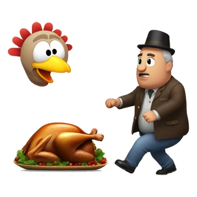 Turkey chasing fat man sticker