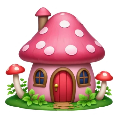 Pink little mushroom house covered in vines sticker