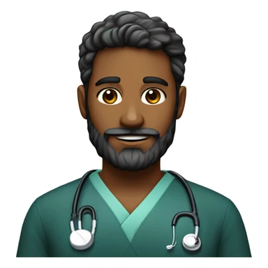 médico de pele branca 29 anos com barba preta com estetoscopio no pescoço sticker