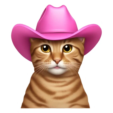 Tabby cat wearing pink cowboy hat holding pink gym sticker