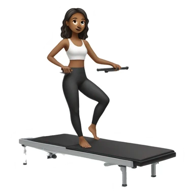 Girl on a Pilates reformer machine, wearing leggings and a top






 sticker