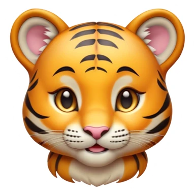 Cinematic Cute Tiger Cub Portrait Emoji, Head tilted playfully and inquisitively, with an adorably compact form accented by subtle stripes and round, sparkling eyes full of wonder, Simplified yet irresistibly adorable features, highly detailed, glowing with a warm, inviting wild glow, high shine, affectionate and lively, stylized with a touch of whimsical feline cuteness, soft glowing outline, capturing the essence of a mischievous yet loving tiger cub that seems as if it could leap out of the screen into your arms! sticker