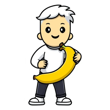 guy holding a banana sticker