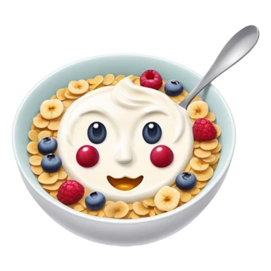 Breakfast bowl with a face on it and arms and legs ready for gym sticker