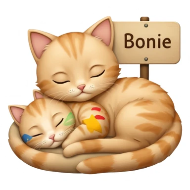 Sleeping beige kitten avec un texte qui dit « Bonne nuit » sticker
