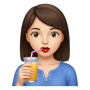 Brunette girl sipping a drink with the straw to her mouth  sticker