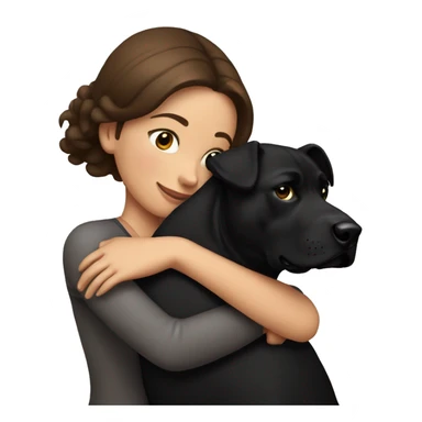Brunette hugging big black amstaff dog sticker