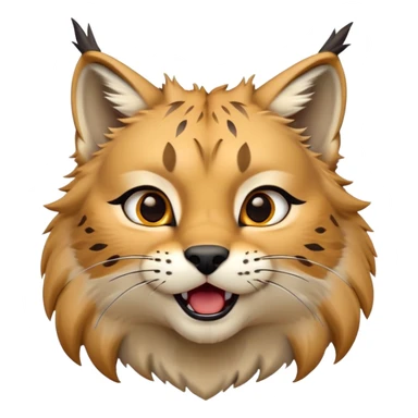 Cinematic-realistic cute-Lynx-Portrait-Emoji – Head tilted dramatically with an exaggeratedly amused expression, featuring a thick, tufted golden-brown coat with striking black ear tufts, wide, expressive amber eyes filled with playful disbelief. zoomed out to show shoulders sticker
