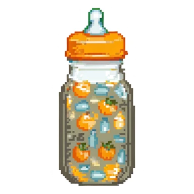 baby bottle with orange lid sticker