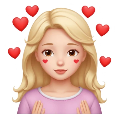 Cute Dreaming/Thinking of you, blushing, hearts sticker