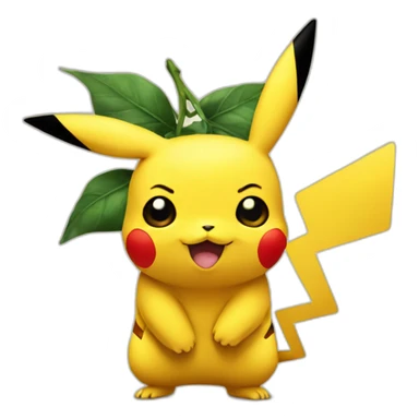 pikachu with tattoo of four leafs pointing into corners sticker