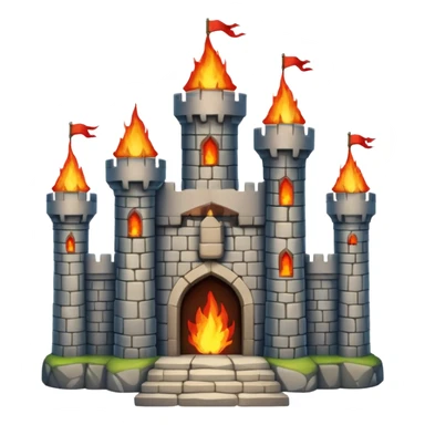 a castle from the game ''heckfire'' burning and the castle has the name NATE below it sticker