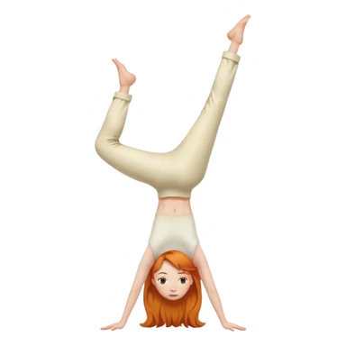 Ginger Girl one head side view handstand two legs in cream pants sticker