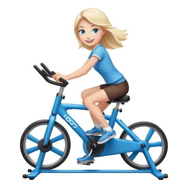 smiling girl with blue eyes riding a spinning bike sticker