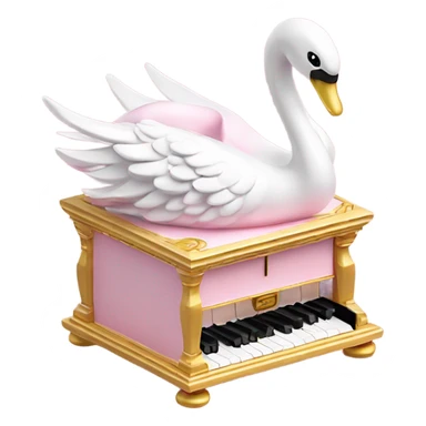 3d isometric swan music box soft pink sticker