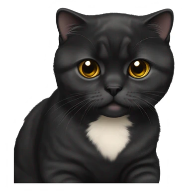 total black scottish fold cat sticker