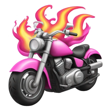 pink motorcycle with painted flames sticker