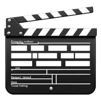 open clapperboard outline from front view, only black lines, no fill sticker