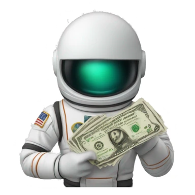 space man holding cash sticker