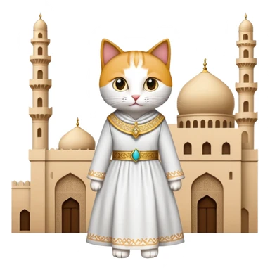 Un gato vestido de musulmán en la mecca sticker