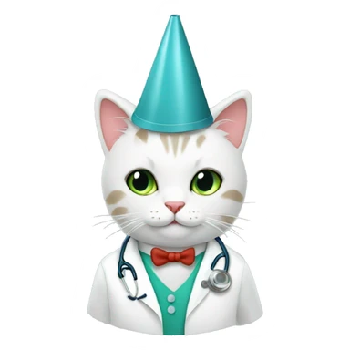 doctor cat party hat birthday sticker