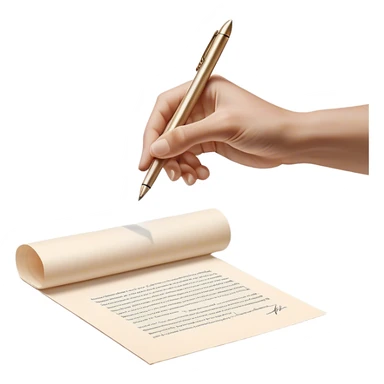 A glowing, slightly transparent hand—representing the future self—emerges from a piece of paper, offering a pen to the present self. The present self’s hand, solid and real, reaches out to take it, symbolizing the moment of choosing action over procrastination, guided by the future self’s wisdom. sticker