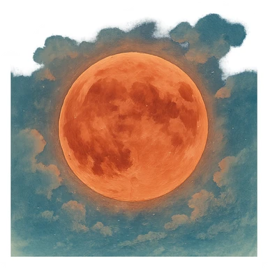 ghibli style blood moon with dreamy atmosphere sticker