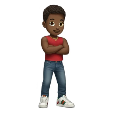 emoji of a kid flexing his gucci shoes sticker