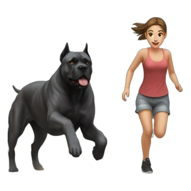 Cane Corso chasing a girl sticker