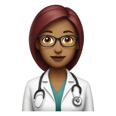 Woman doctor with dark red hair wearing stethoscope without glasses sticker