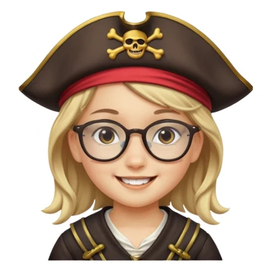 kid girl with pirate costume wearing glasses sticker