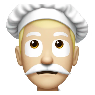 angry chef with a long blond moustache ,a long white chef's hat and blond goatee in one piece manga style sticker
