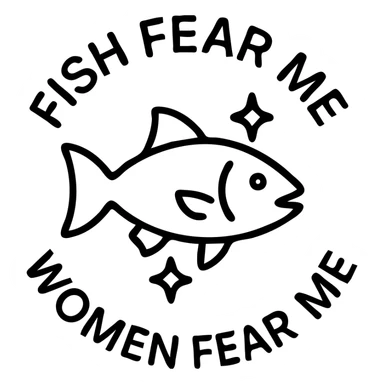 fish with sparkles with circular text fish fear me women fear me sticker