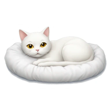 White cat who is laying down in their bed  sticker