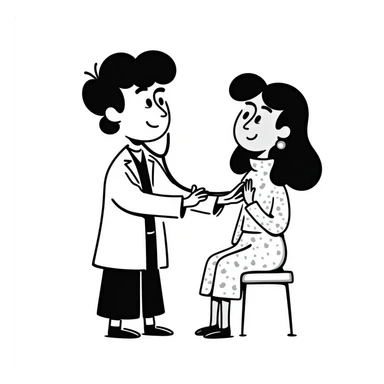 male doctor using stethoscope on female patient sticker