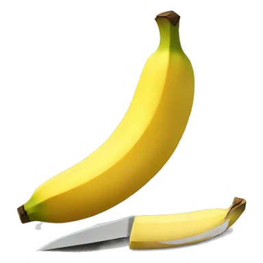 a banana being cut by a knife sticker