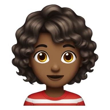 wavy dark brown hair and some red streaks on bang sticker