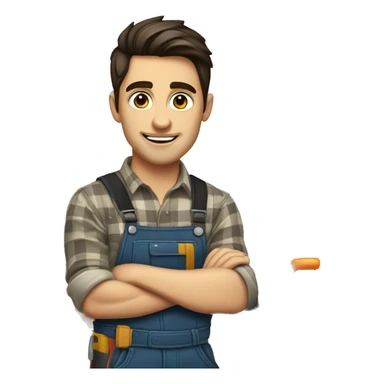 young Woodworker with miter saw caucasian dark hair sticker