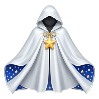 a fantasy  magic, white color with star pattern cloak sticker