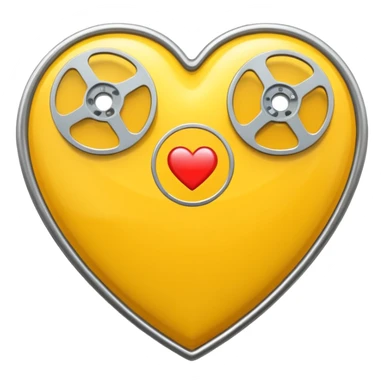 yellow heart with a film reel sticker