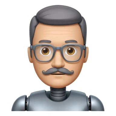 robotic man with glasses mustache  sticker