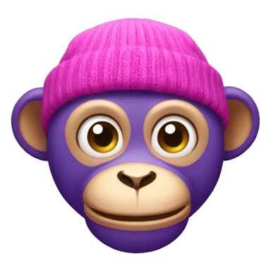 purple monkey with pink beanie sticker