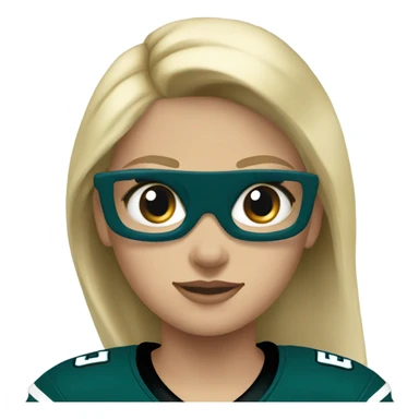 Blonde girl blue eyes wearing eagles jersey sticker