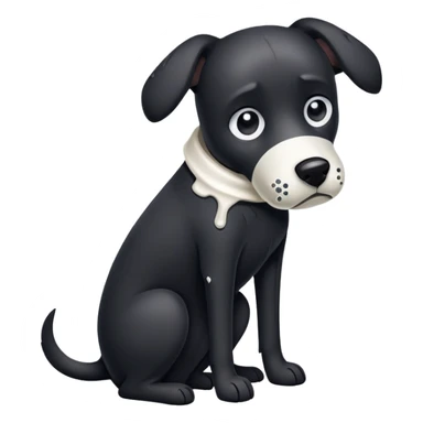 A black dog with a broken arm in plaster sticker