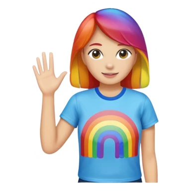 woman with rainbow coloref t shirt sticker