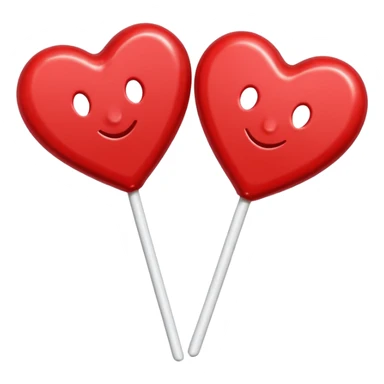 2 Christmas red heart-shaped lollipops with white "S" logo sticker