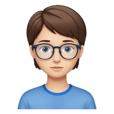 adolescent taille moyenne corpulence maigre cheveux chatain court yeux bleus lunettes sticker