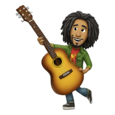 Bob Marley avec sa guitare  sticker